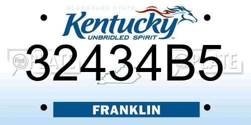 32434B5 Kentucky License Plate