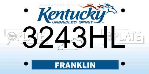 3243HL Kentucky License Plate