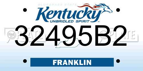 32495B2 Kentucky License Plate