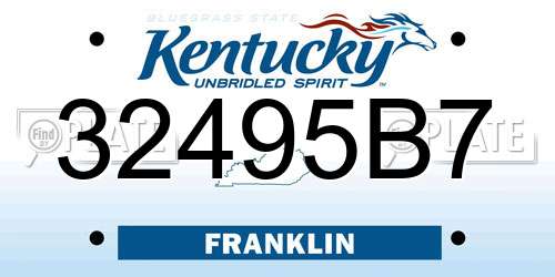 32495B7 Kentucky License Plate