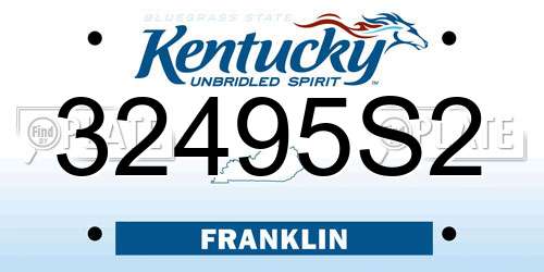 32495S2 Kentucky License Plate