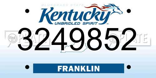 3249852 Kentucky License Plate