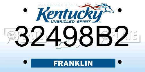 32498B2 Kentucky License Plate