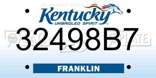 32498B7 Kentucky License Plate