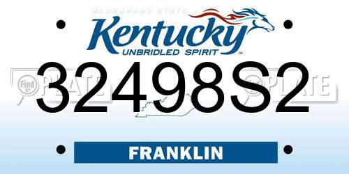 32498S2 Kentucky License Plate
