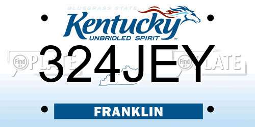 324JEY Kentucky License Plate