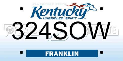 324SOW Kentucky License Plate