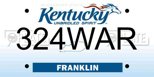 324WAR Kentucky License Plate