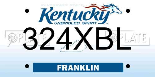 324XBL Kentucky License Plate
