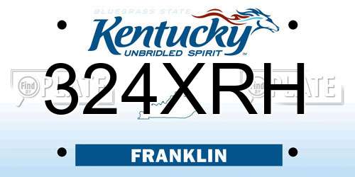324XRH Kentucky License Plate
