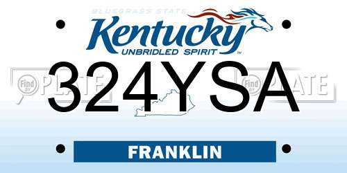 324YSA Kentucky License Plate