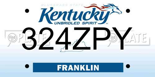 324ZPY Kentucky License Plate
