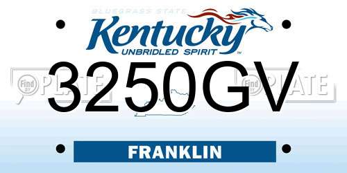 3250GV Kentucky License Plate