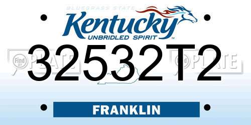 32532T2 Kentucky License Plate