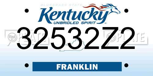 32532Z2 Kentucky License Plate