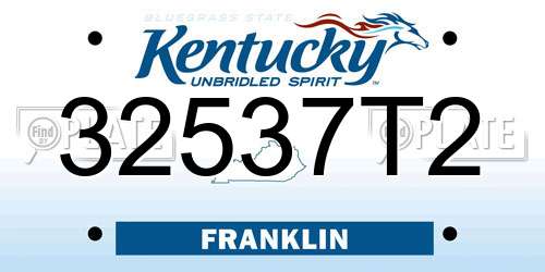 32537T2 Kentucky License Plate