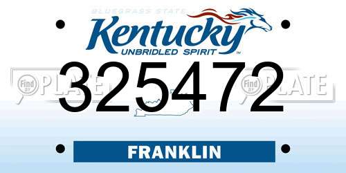 325472 Kentucky License Plate