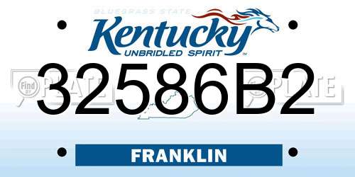 32586B2 Kentucky License Plate