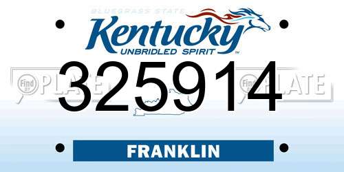 325914 Kentucky License Plate