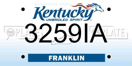 3259IA Kentucky License Plate
