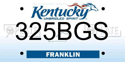 325BGS Kentucky License Plate