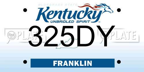325DY Kentucky License Plate