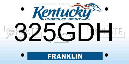 325GDH Kentucky License Plate