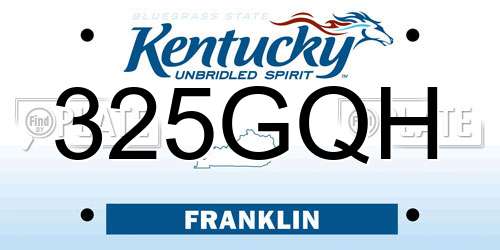 325GQH Kentucky License Plate