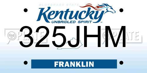 325JHM Kentucky License Plate