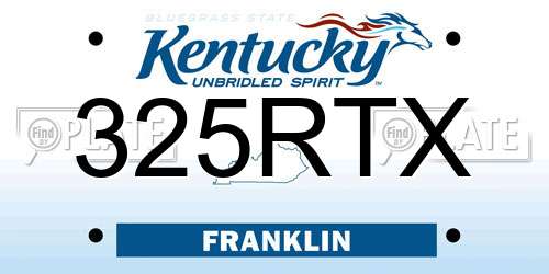 325RTX Kentucky License Plate