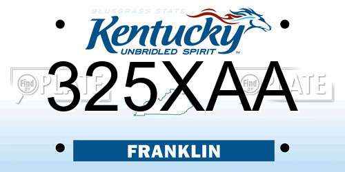 325XAA Kentucky License Plate