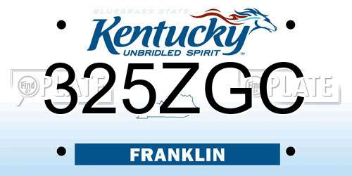 325ZGC Kentucky License Plate