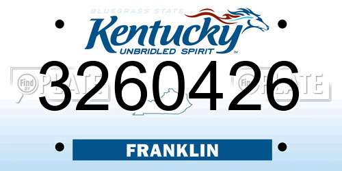 3260426 Kentucky License Plate