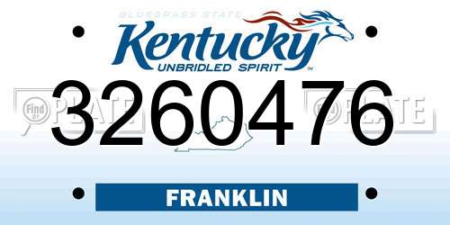 3260476 Kentucky License Plate