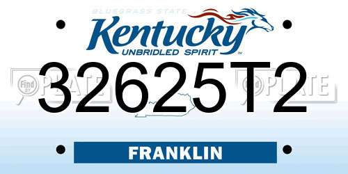 32625T2 Kentucky License Plate