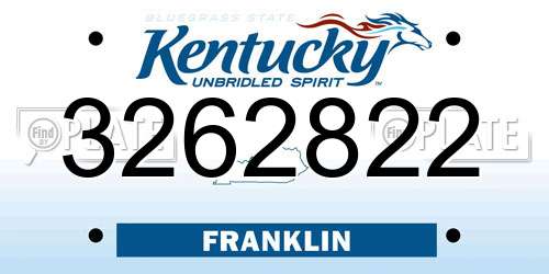3262822 Kentucky License Plate