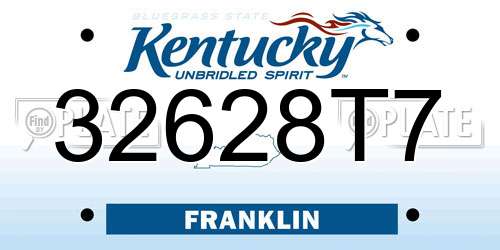 32628T7 Kentucky License Plate