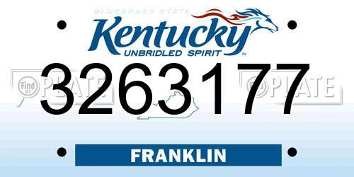 3263177 Kentucky License Plate