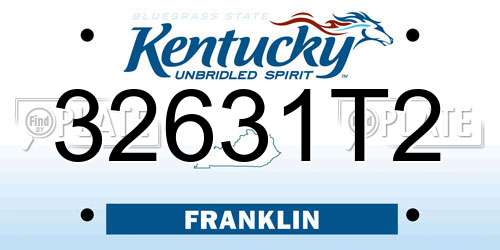 32631T2 Kentucky License Plate