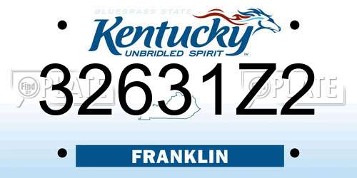 32631Z2 Kentucky License Plate