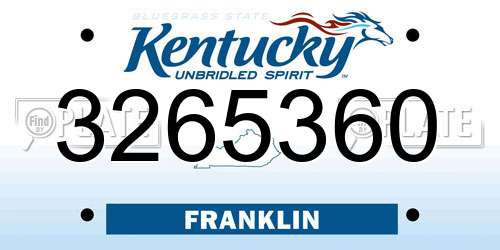 3265360 Kentucky License Plate