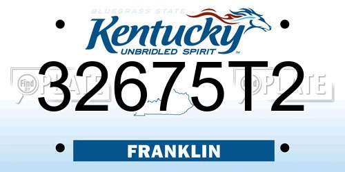 32675T2 Kentucky License Plate