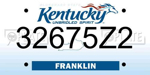 32675Z2 Kentucky License Plate
