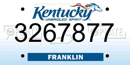 3267877 Kentucky License Plate