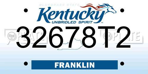 32678T2 Kentucky License Plate