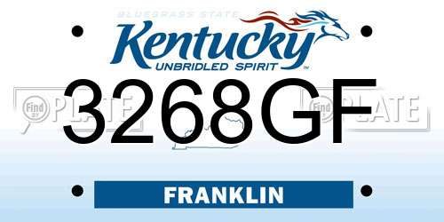 3268GF Kentucky License Plate