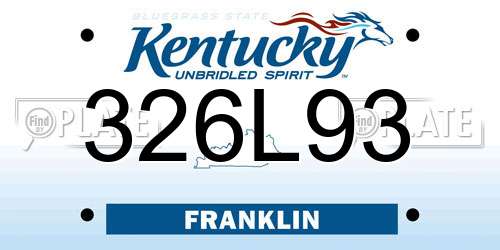 326L93 Kentucky License Plate