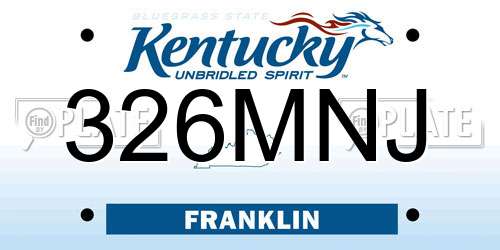 326MNJ Kentucky License Plate