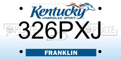 326PXJ Kentucky License Plate