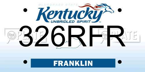 326RFR Kentucky License Plate